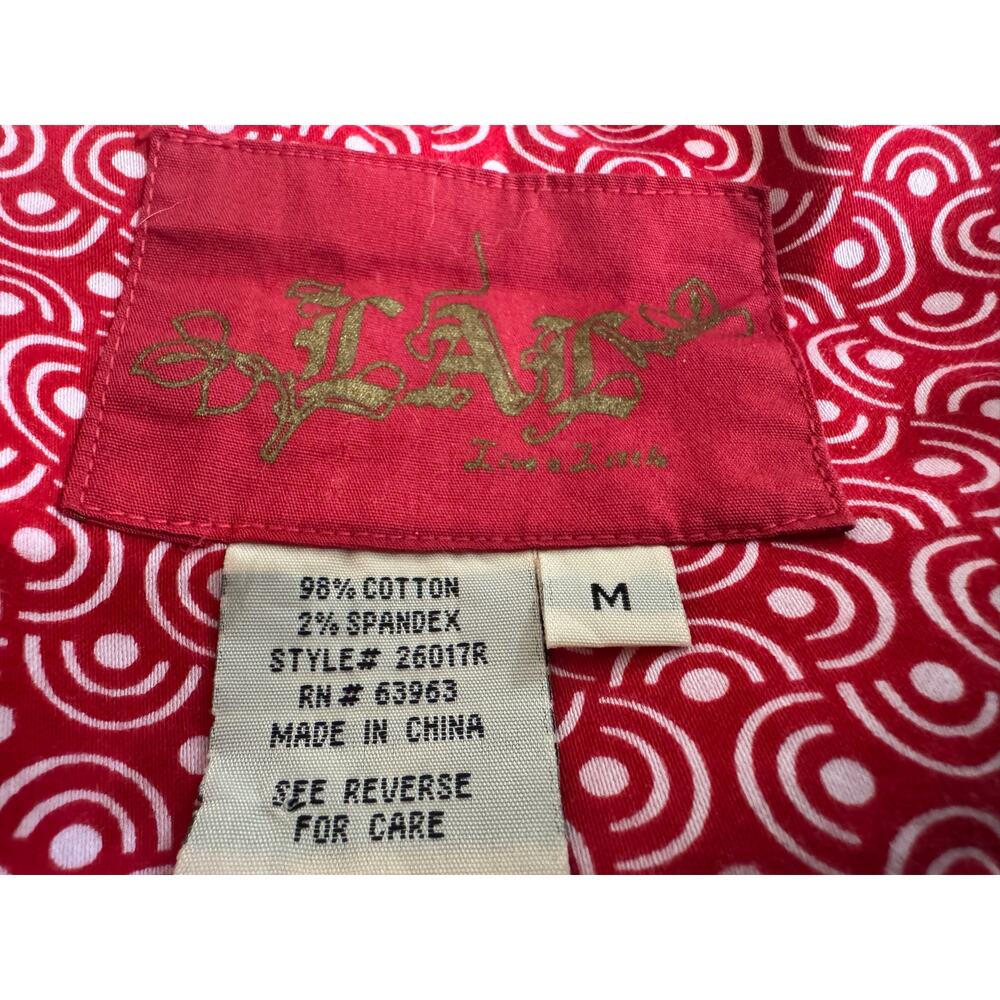 LAL “Live a Little” retro red & white patterned swing cropped jacket blazer Med - Picture 3 of 7